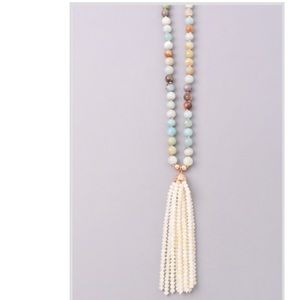 Earth beaded tassel necklace